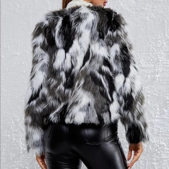Premium vegan fur open front coat - Picture 2 of 5
